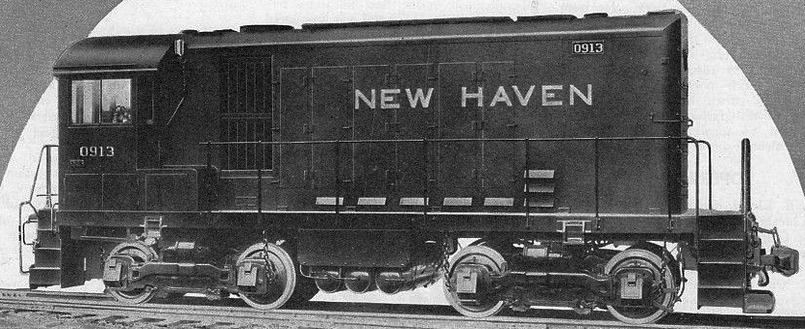 HH600 No. 913 of the New Haven on a 1938 ALCO advertising brochure