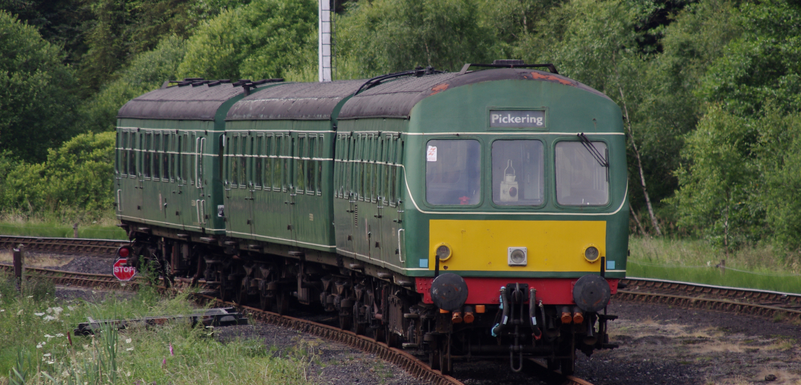 Three-car 101680 on the North Yorkshire Moors Railway in July 2011