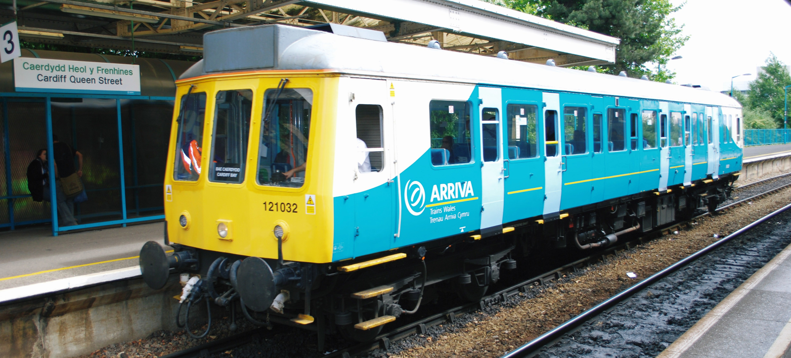 121032 “Bubble Car” operated by Arriva Trains Wales in June 2019 at Cardiff Queen Street