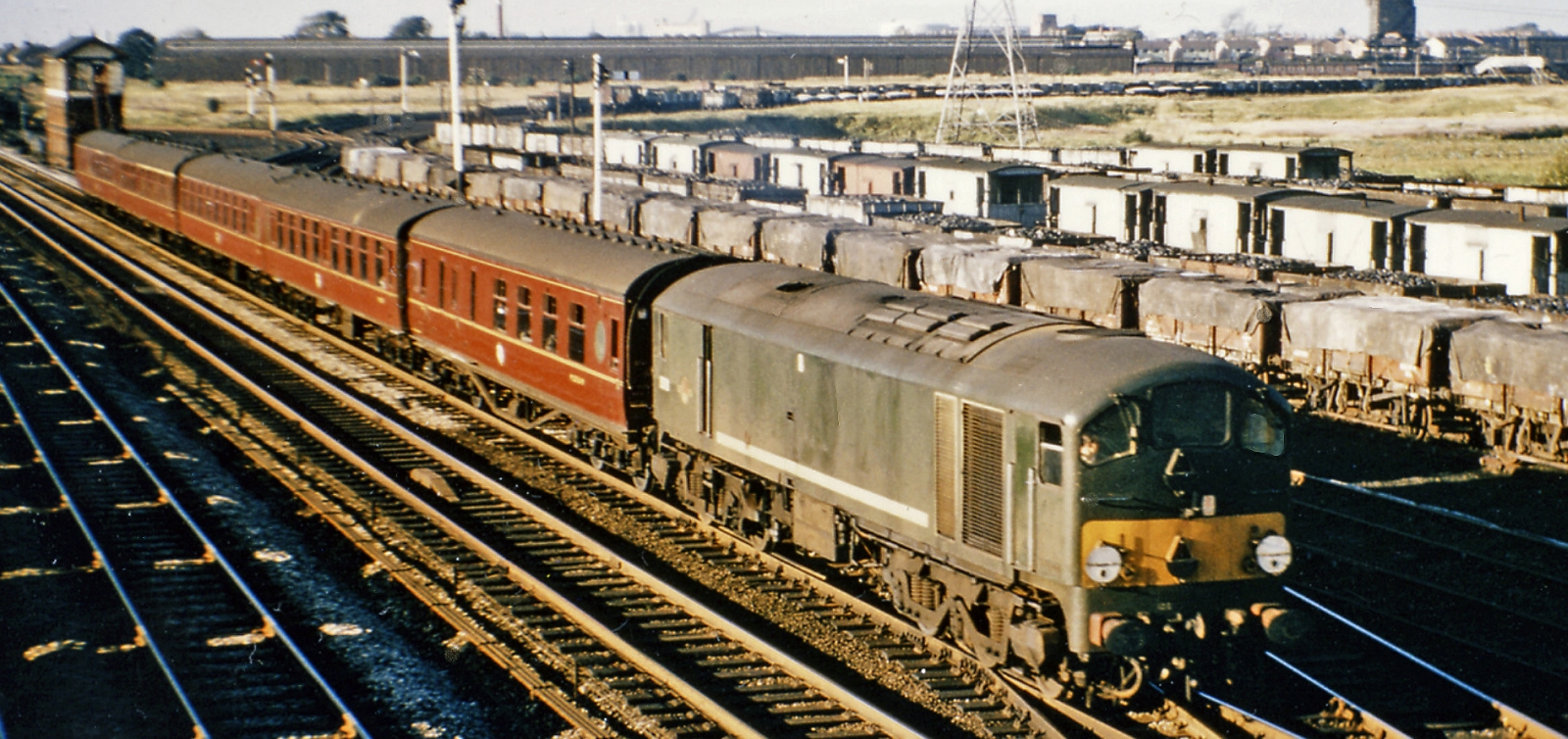 D5718 in September 1965 with an express train at Farington Junction