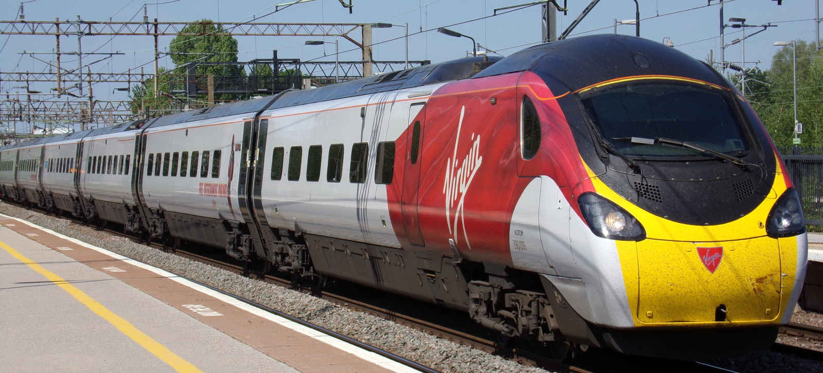 Virgin Trains West Coast 390006 passing through London Euston in May 2018