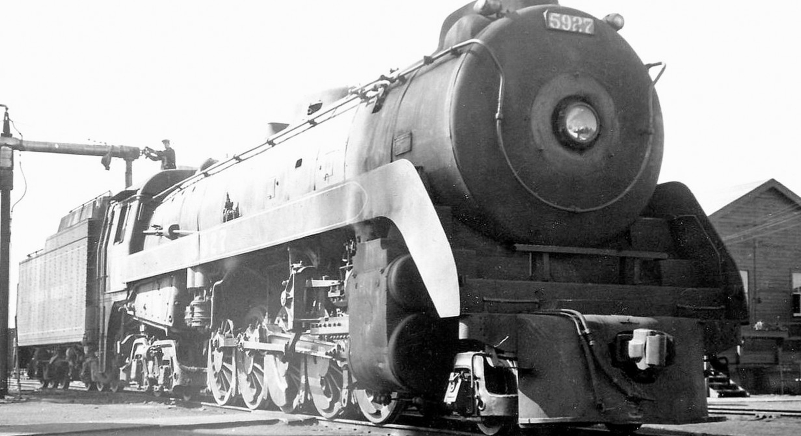 No. 5927 refueling in South Edmonton in the summer of 1957