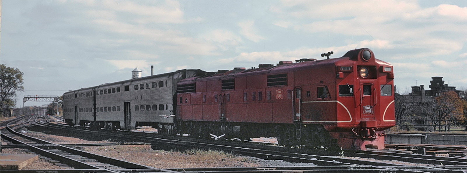 AB6 in October 1966 with bi-level cars in suburban service in Joliet, Illinois