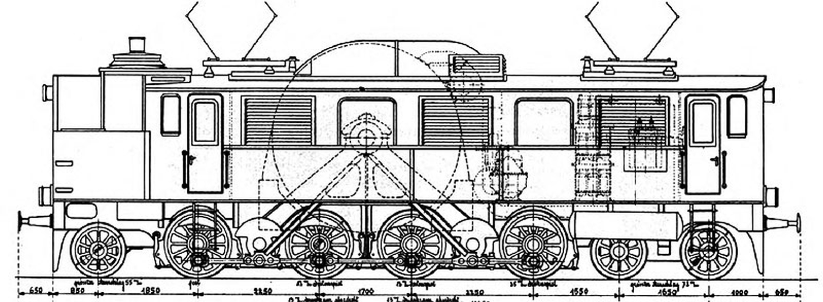 Sectional drawing of the Prussian EP 235 with 3,600 mm motor