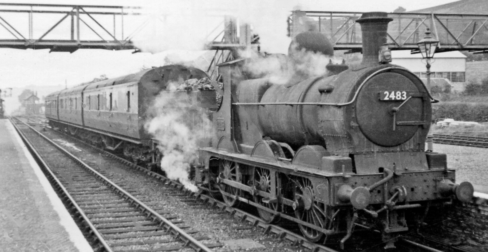 No. 2483 in August 1949 with a passenger train at Llandidloes, Wales