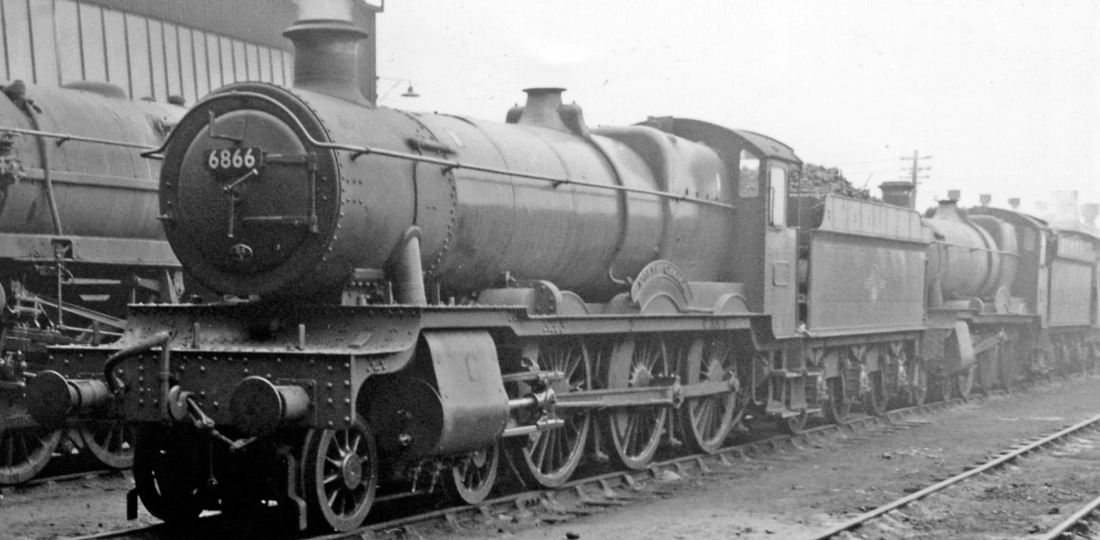 No. 6866 “Morfa Grange” in front of No. 6824 “Ashley Grange” at Southall Depot in November 1962