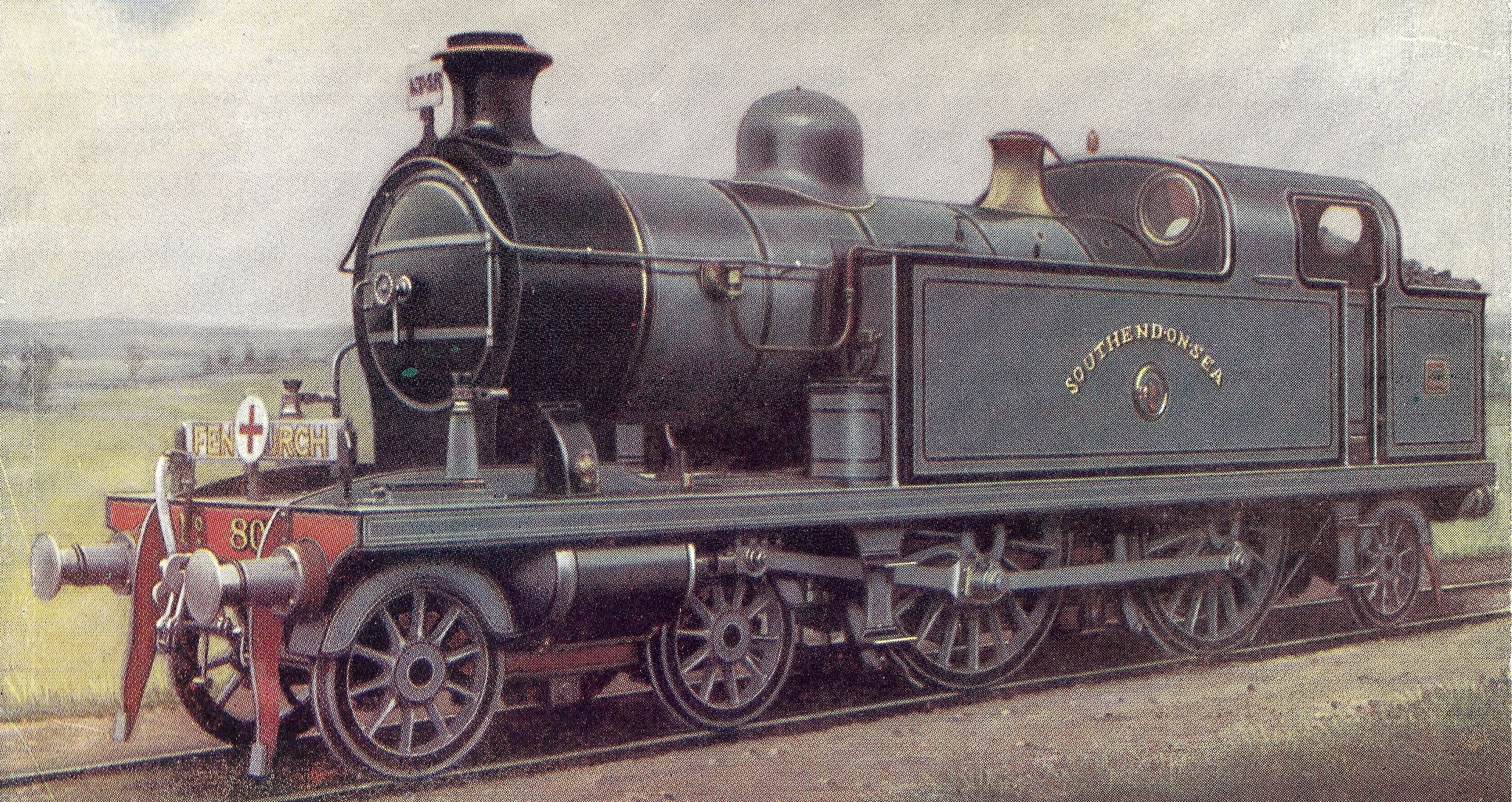 No. 80 “Southend-on-Sea”, later “Thundersley”, on a colorized post card 