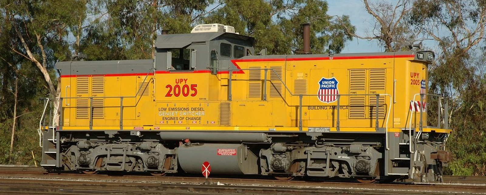 Union Pacific No. 2005, a former EMD MP15, in October 2008 at Carson, California