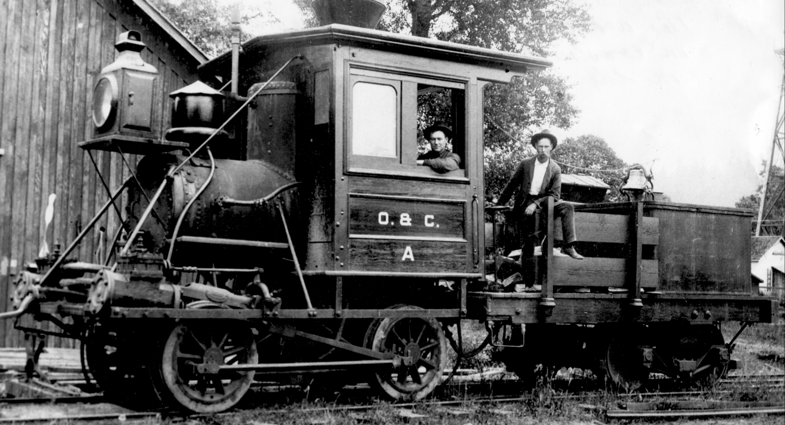 “Old Betsy” of the Oregon & California Railroad in 1905 when this photo was taken was believed to be one of the smallest 0-4-0 tender locomotives in North America