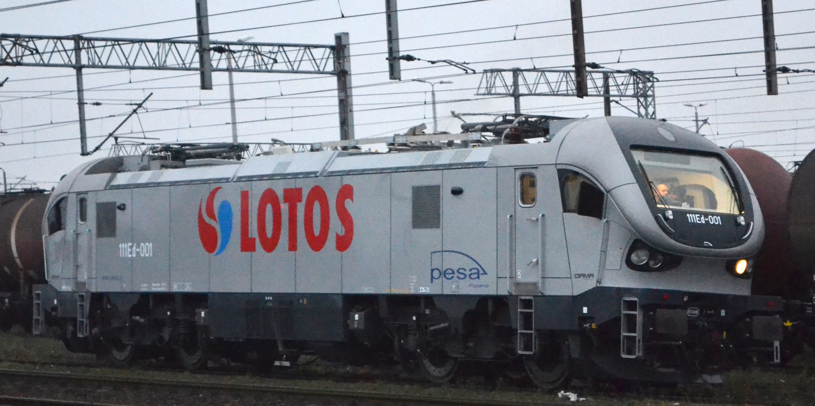 Lotos Kolej 111Ed-001 with Last Mile Diesel in November 2012 during test runs