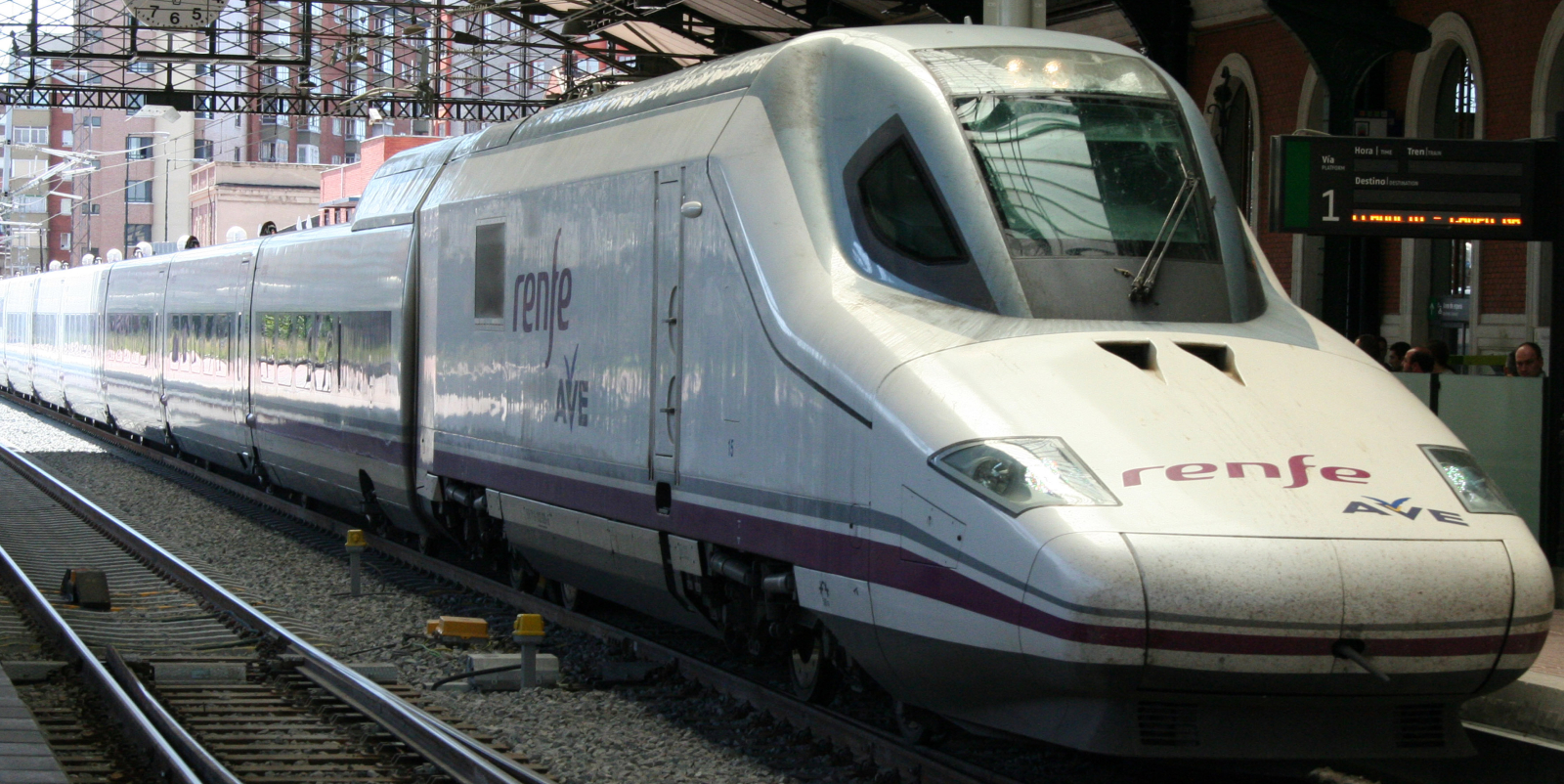 Train entering Valladolid train station