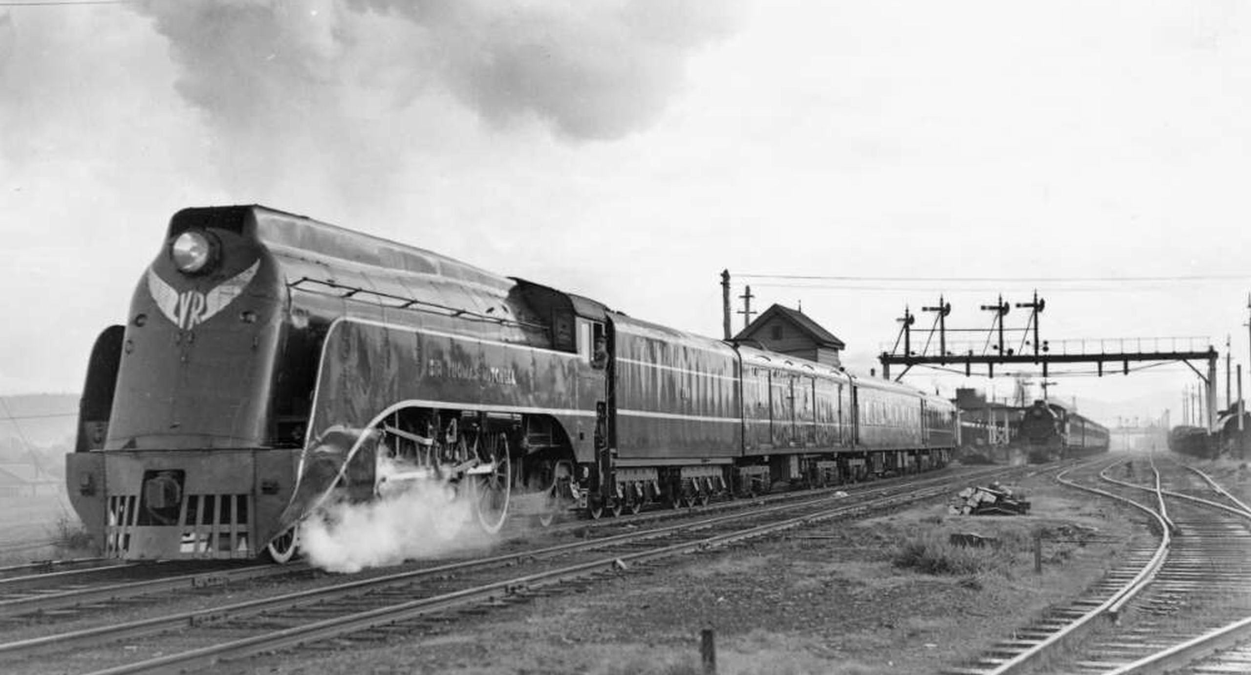 The air-conditioned “Spirit of Progress” hauled by a streamlined class S locomotive