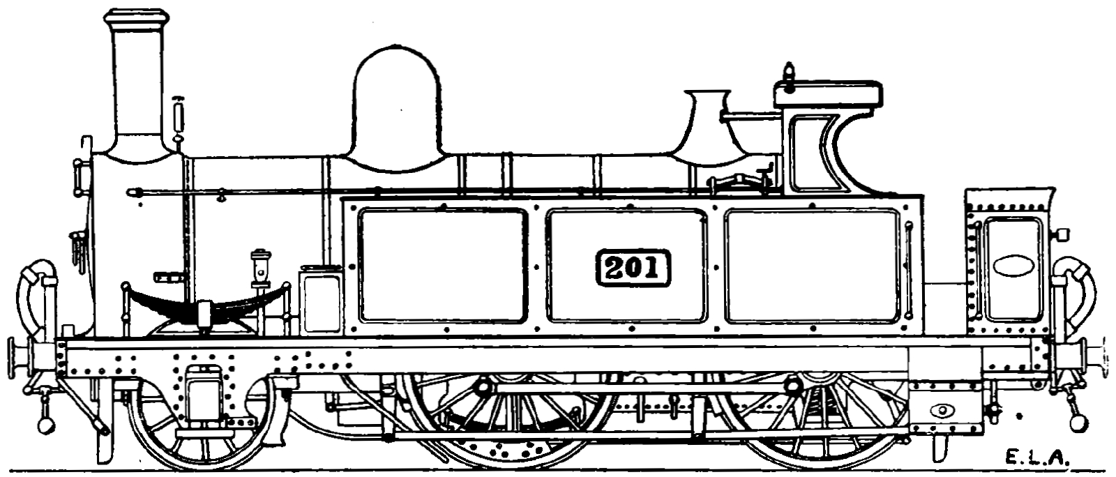 No. 201 after rebuild to a tank locomotive