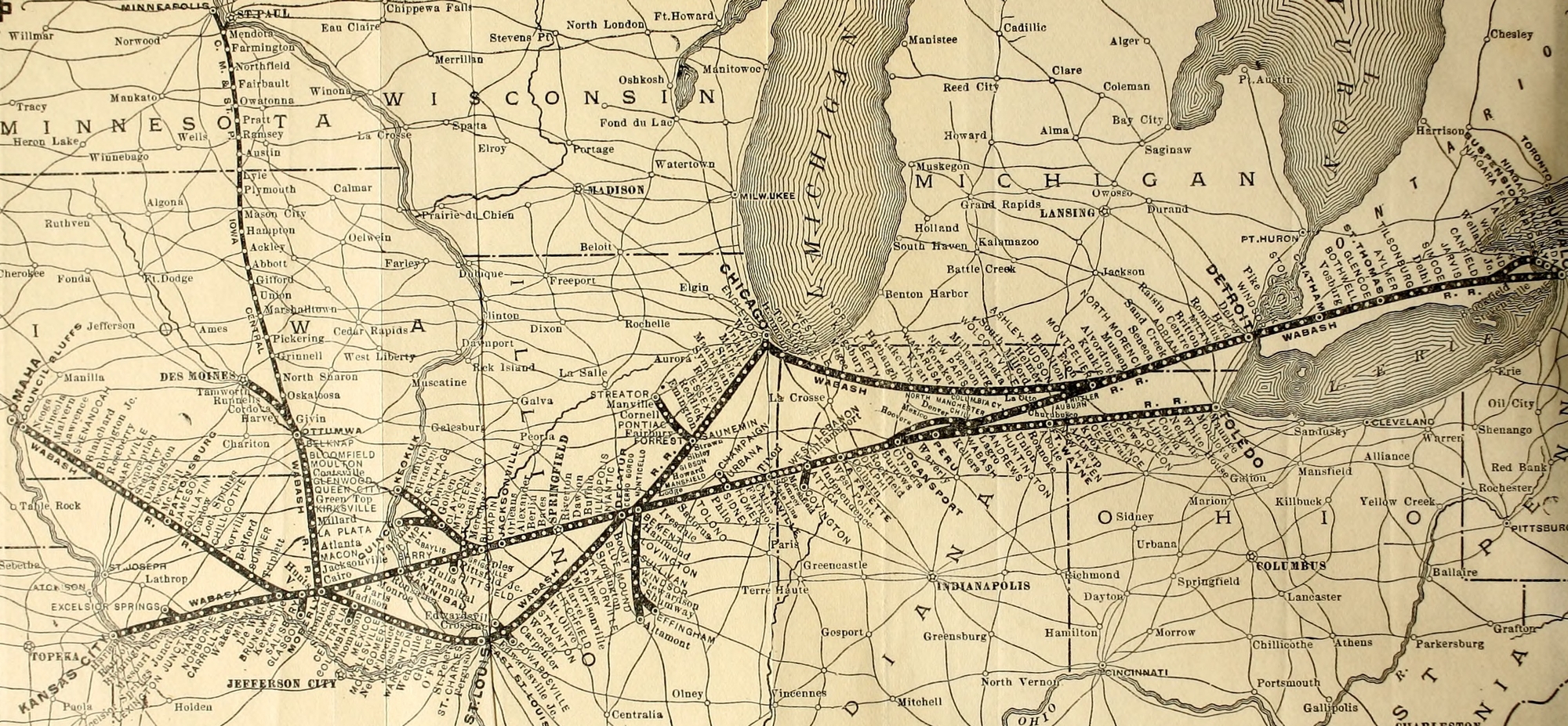 Route network in the year 1899
