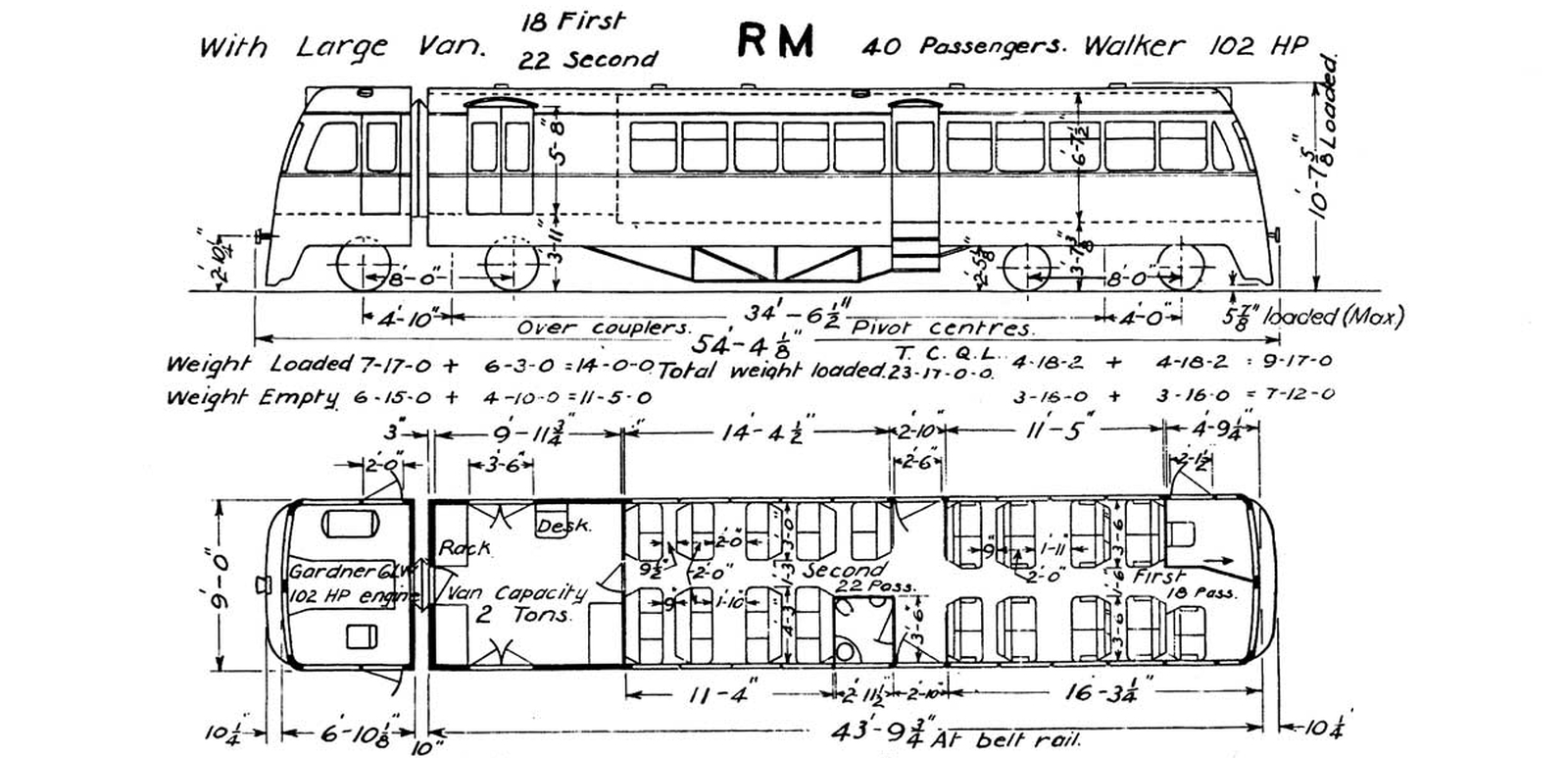 Schematical drawing of the 102 hp variant