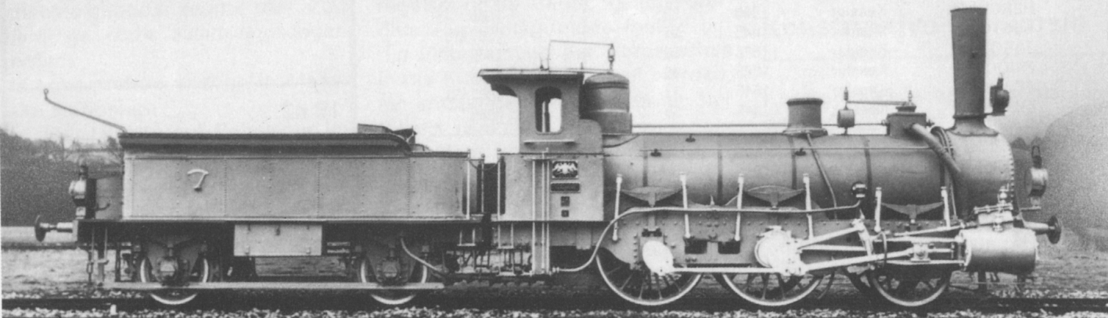 Side view of a locomotive with a two-axle tender