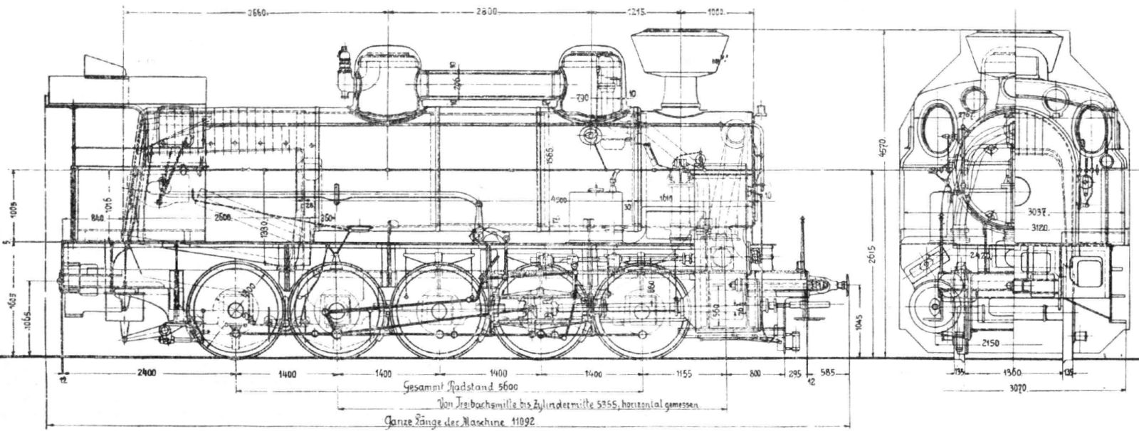 Sectional drawing with dimensions