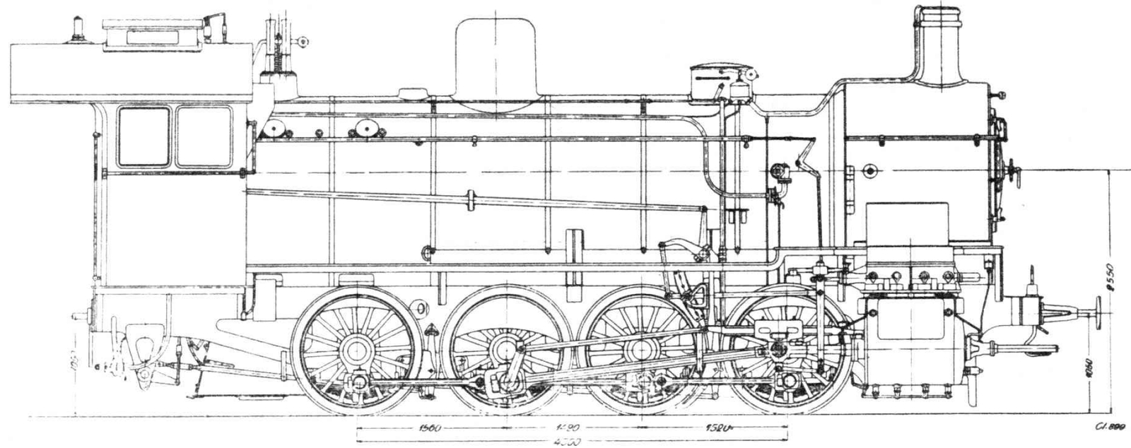 Schematic drawing of a G 8 with Lentz valve gear