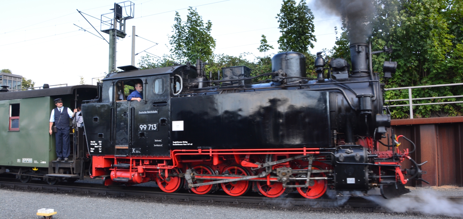 99 713 on the Weißeritztalbahn, Freital-Hainsberg station, in July 2018