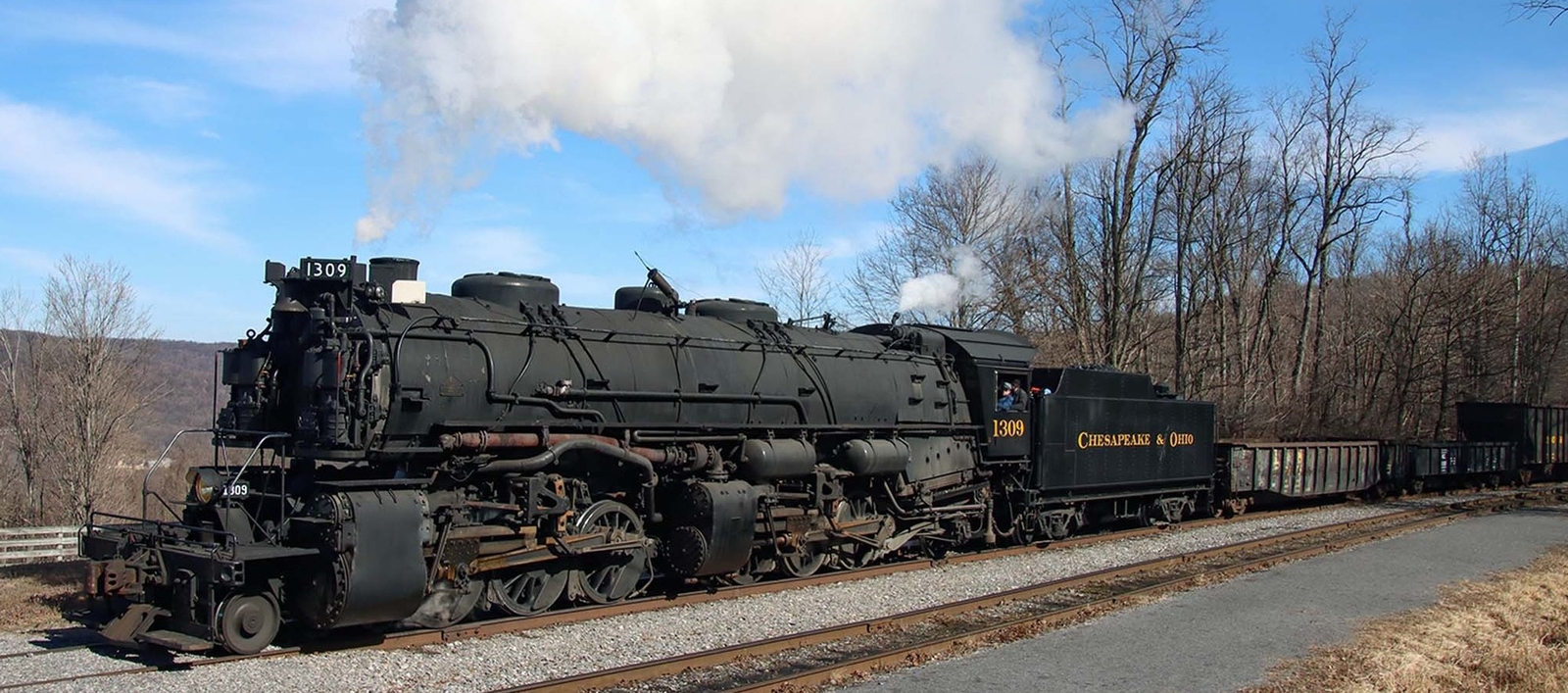 Chesapeake & Ohio No. 1309 in February 2023 on the Western Maryland Scenic Railroad