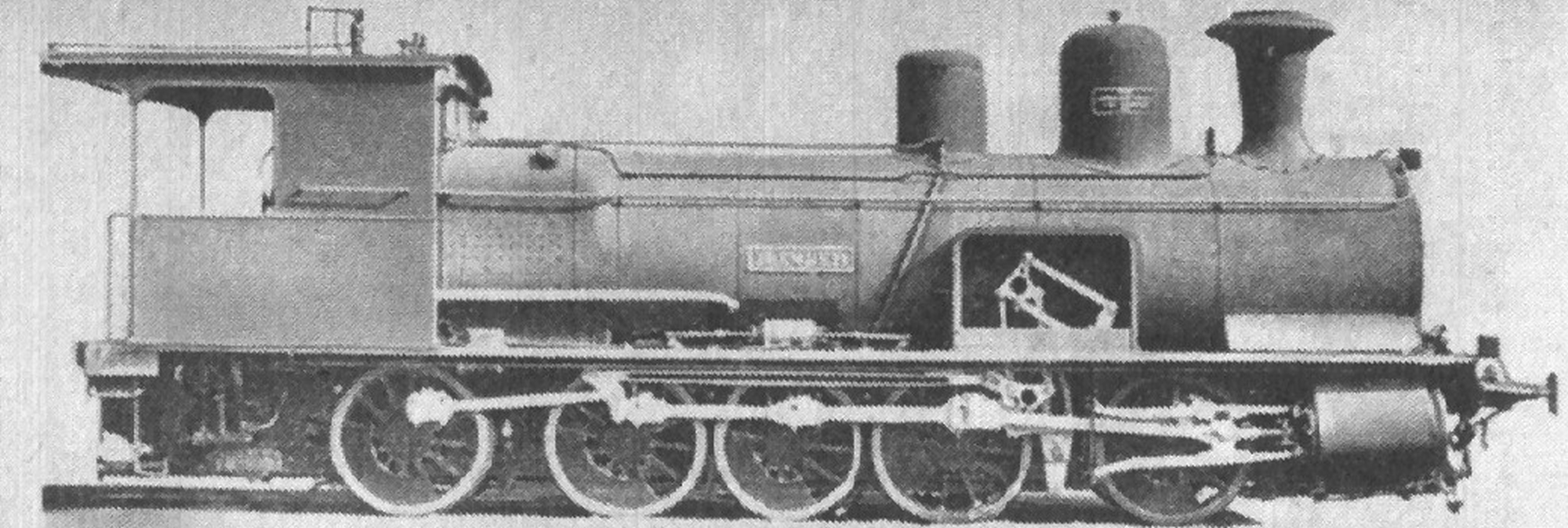 A locomotive on a company photo with easily recognizable lever mechanism
